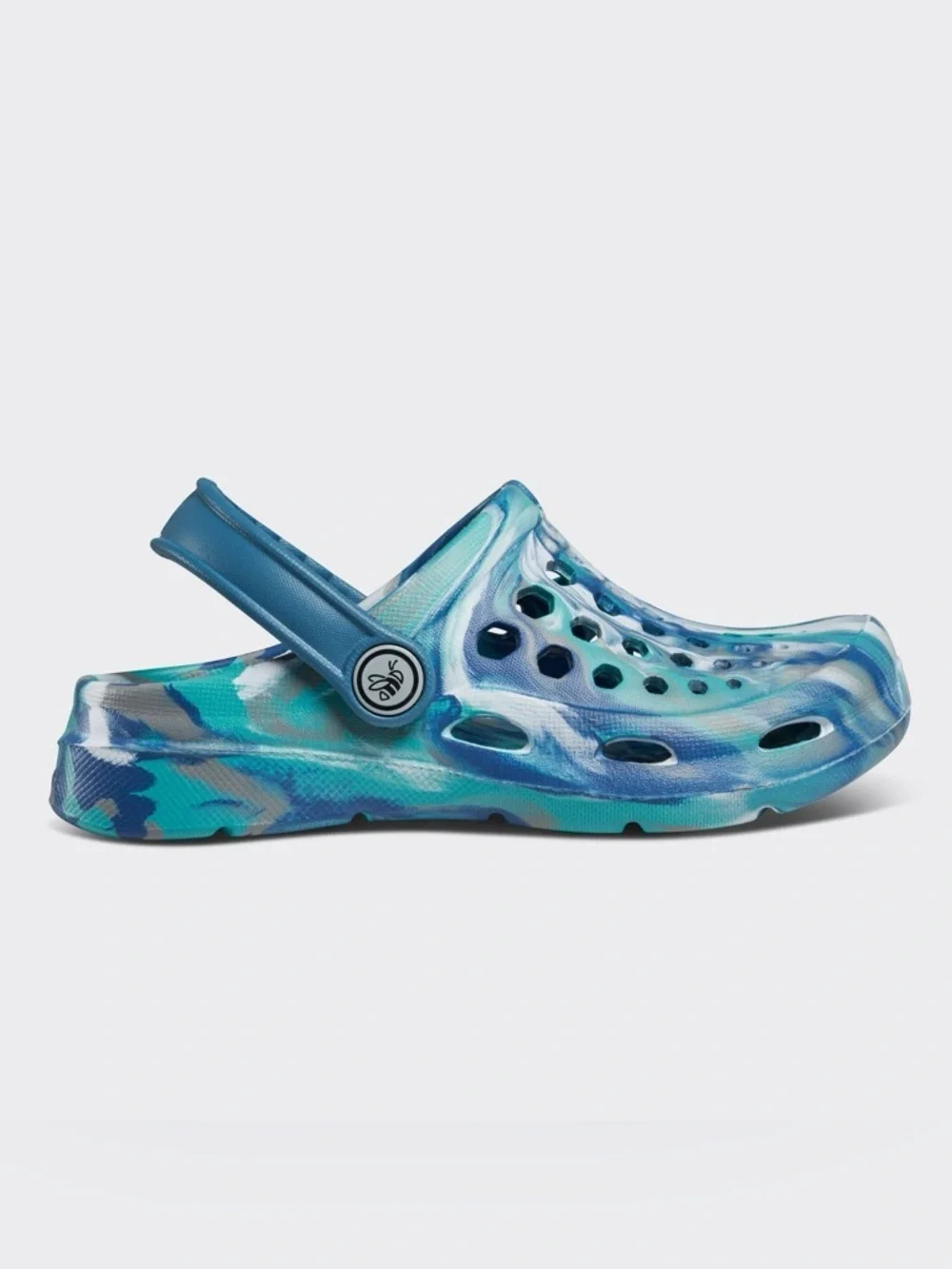 Kids' Blue Green Marble Clogs - Comfortable Waterproof Slip-On Size 8